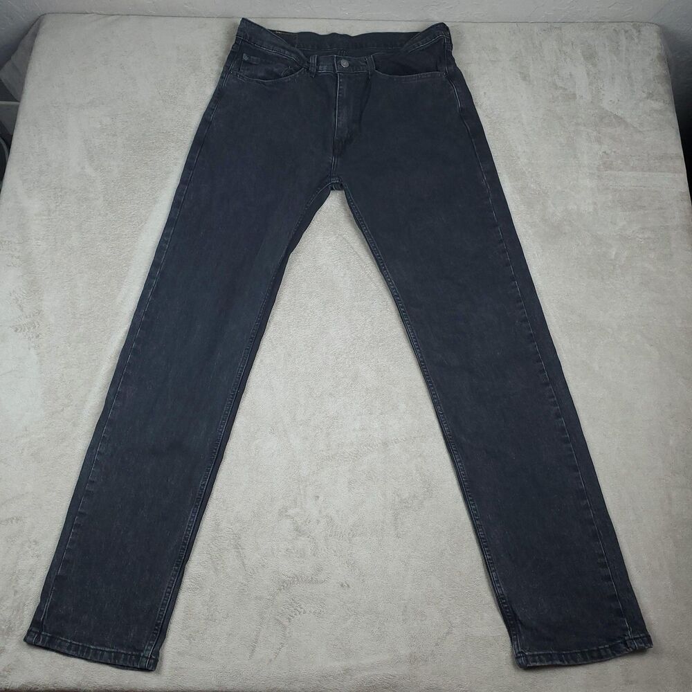 Levis 505 Jeans Mens 34x34 Gray Charcoal Wash Regular Straight Zip Fly Stretch